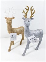 NEW Christmas Glitter Deer Decorations (x2pcs)