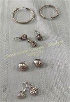 (4) Pairs sterling silver earrings, (4) Paires de