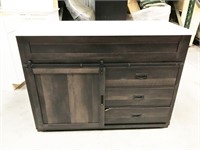 bath vanity, damage to bottom drawer facing,