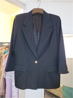 SINGLE BREASTED BLACK WOOL BLAZER, SZ 12