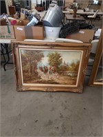 Signed hunt scene painting