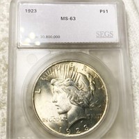 1923 Silver Peace Dollar SEGS - MS63