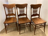 3 high back chairs. solid wood