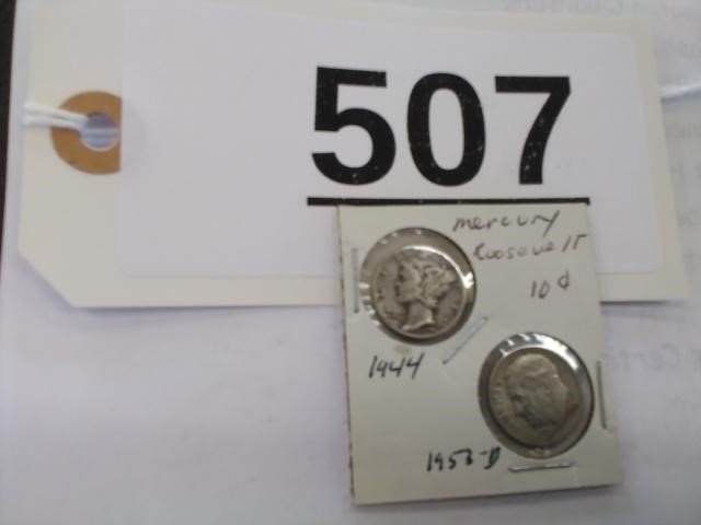 1944 Mercury Dimes, 1953-D Roosevelt Dime