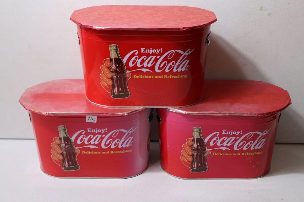 3 COCA-COLA TIN TUBS