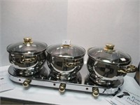 NEW Set of 3 Casseroles with Chafing Inserts