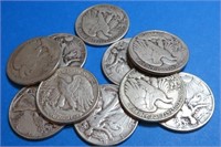 (10) Walking Liberty Half Dollars