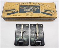 Western Union Telegraph Set, 2 Merit Telegraphs