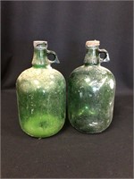 Vintage Green Gallon Glass Jugs