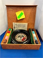 Vintage Lowe ROULETTE Wheel Set with Chips in Case