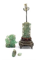 Lot of Two Green Quartz Chinese Items, AS IS.