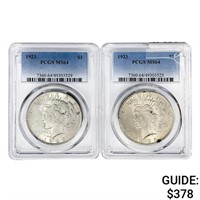 1923 [2] Silver Peace Dollar PCGS MS64