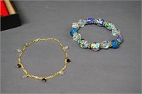 Bracelet With Glass Beads & Anklet