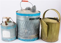 3 Vintage Galvanized Metal Gas Kerosene Water Cans