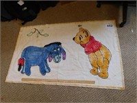 1970s Pooh and Eeyore rug, 57 x 34, well used -