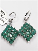 Silver Emerald(3.9ct) Earrings