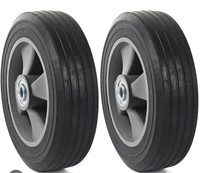 2-Pack) 8x2in Flat Free Solid Rubber Tire and