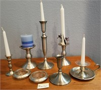 819 - PEWTER CANDLE HOLDERS & COASTERS
