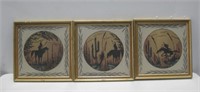 Three 13.5"x 13.5" Framed Sand Paintings