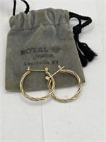Yellow Gold Hoop Earrings- marked 14k 2.9 grams-
