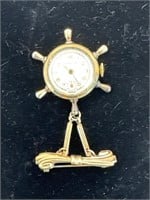 Vintage Lonville Watch/pin- rolled gold plate