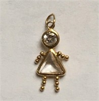 14k 14 Karat SOLID YELLOW GOLD Girl CHARM /