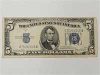 1934 Blue Seal  $ 5 Dollar Silver Certificate