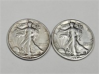 1945 D,45 S Walking Liberty Silver 1/2 Dollar