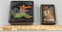 2 Russian Lacquer Boxes Lot Collection