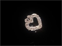 14 K White Gold Diamond Heart Pendant -Superb!