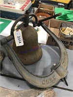John Deere cast iron bell w/ bracket,