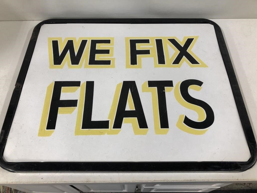 DOUBLE SIDED "WE FIX FLATS" METAL SIGN