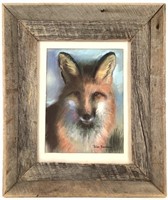 Peter Bruning Framed Pastel Drawing, Fox