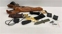 Sheaths, plastic knife, and accessories