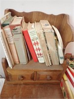 Cookbook Shelf w/ (2) Drawers + Cook Books -
