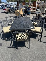 Black Cast Metal Patio Table & 6 Chairs