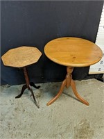 Two wooden plant stands/side tables 18" x 23" and