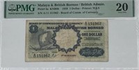 Malaya&British Borneo $1PMG20,Fancy SN MAAD