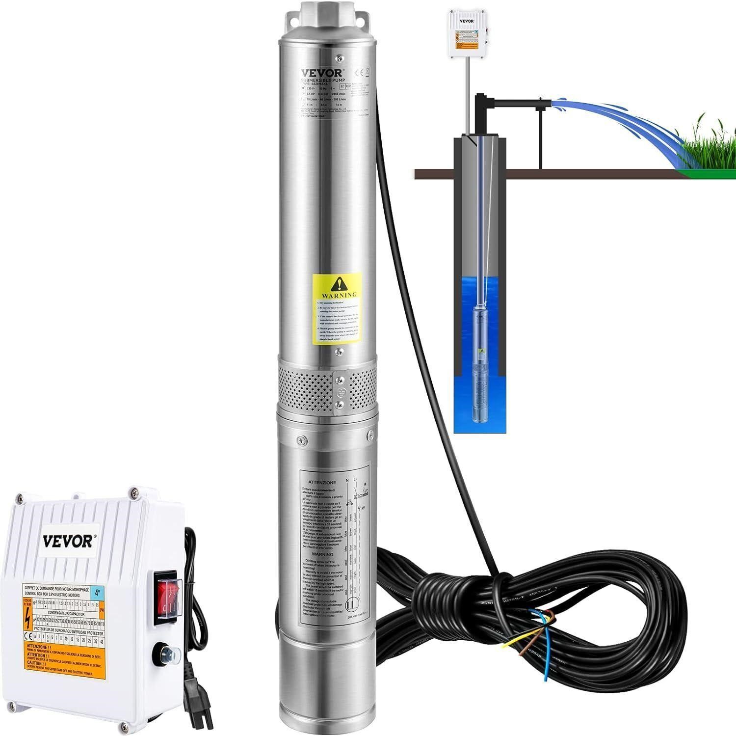 VEVOR Deep Well Submersible Pump with Control Box