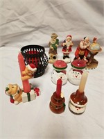 Christmas candle holders, salt and pepper