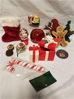 Assortment of Christmas ornaments and decor