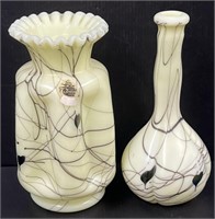 Fenton Hanging Hearts Vase & Barber Bottle Glass