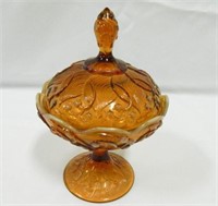 Glass Candy Dish w/lid; Patterned glass