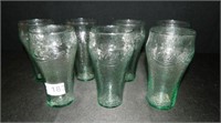 Coca Cola Glasses - green glass; 7 count