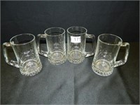 Glass Mugs w/handles - 4; 5½" h