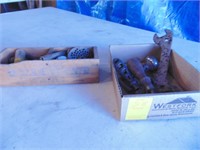 wooden box, misc tools