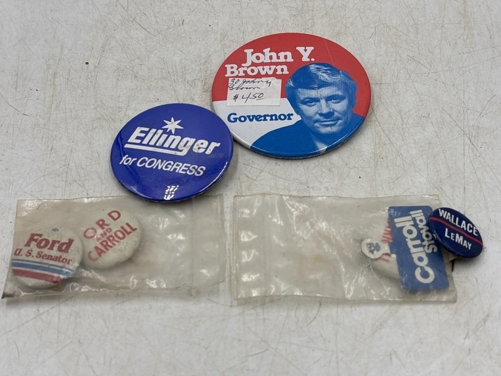 Assortment of vintage political campaign pins