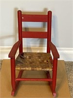 child’s cane bottom rocking chair, damaged to seat