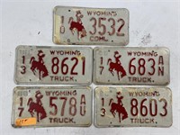 Group of Vintage Wyoming License Plates