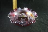 Cadmium L.E. Smith Red Carnival Art Glass Bowl